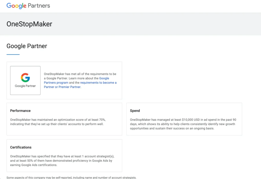 Google Partner verification